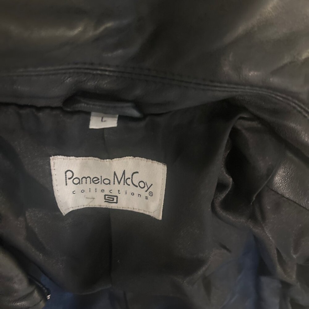 VTG Pamela McCoy Collections Black Leather Jacket Women’s Large Western Y2K Boho - Picture 3 of 16